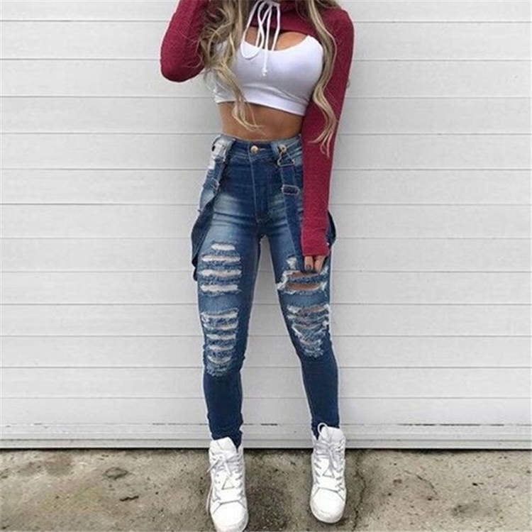 skinny ripped overalls