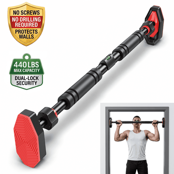 FEMCHIC Pull-Up Bar for Doorway, Chin Up Bar Upper Body Workout without Screw for Home Gym, [27"-44"] Adjustable Width Locking Mechanism