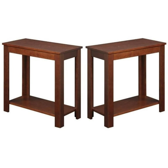 Home Sqaure Chairside End Table in Espresso Mahogany Wood Finish - Set of 2