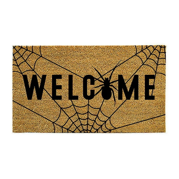 Evergreen 16 x 28 Inches Welcome Door Mat | Non-Slip Rubber Backing | Dirt catching Natural Coir | Indoor and Outdoor Home Decor