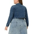 thumbnail image 3 of Agnes Orinda Women's Plus Size Jean Button Outfits Fashion Cropped Denim Jackets 4X Dark Gray Blue, 3 of 6