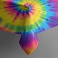 thumbnail image 3 of Yellow and Purple Tie Dye Pattern Square Tablecloth, Waterproof Wipeable Spillproof Washable Table Cover for Home Kitchen Party and Daily Decor 42"x42", 3 of 4