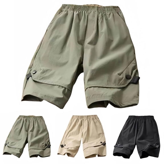 BXSRUTA Boys Summer Cargo Shorts Elastic Waist with Pockets Cotton Blend Quick Dry Breathable Active Bottoms