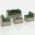 thumbnail image 2 of UDPATIO 5 Pieces Outdoor Patio Furniture Set, Outdoor Wicker Patio Conversation Set with Cushions for Backyard, Porch, Garden(Green), 2 of 9