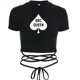 thumbnail image 3 of Queen Of Spade Crop Tops para mujer, camiseta de vendaje negro, camisetas cortas sexys, camisas de manga corta para mujer, Ropa para Niñas, 3 of 5