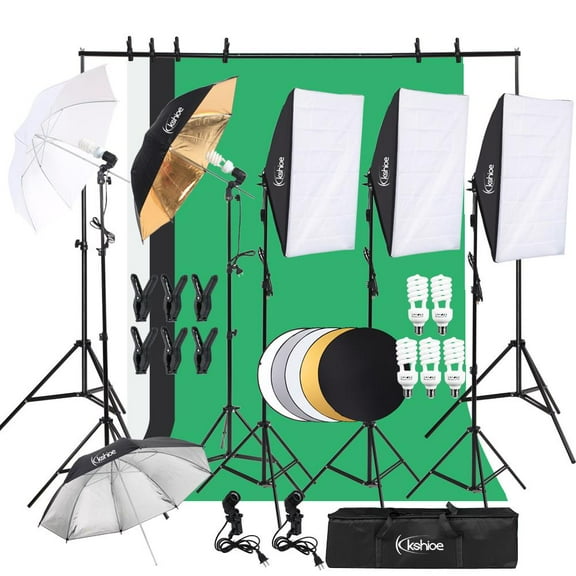 UBesGoo 5500K Umbrella Softbox Photography Lighting Kit, with 45W Energy Saving Bulbs, Studio Light