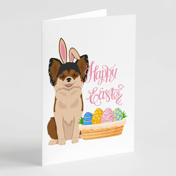 Longhaired Black and Red Chihuahua Easter Greeting Cards and Envelopes Pack of 8 7 in x 5 in