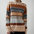 thumbnail image 2 of larppty Sweater for Women Fair Isle Fall Vintage Casual Loose Long Sleeve Crewneck Knitted Jumper Sweated Tops (Khaki, S), 2 of 9