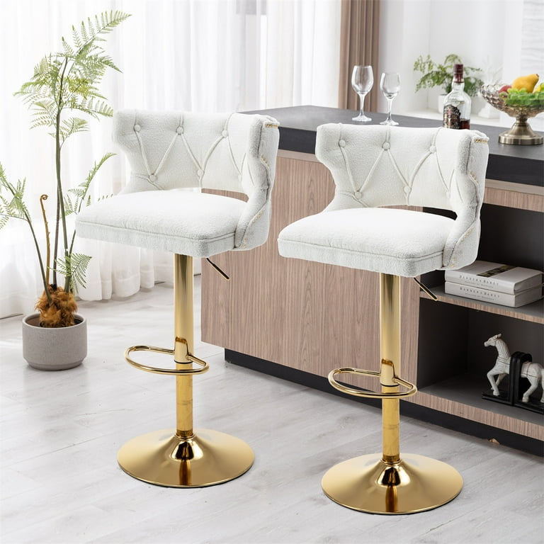 Swivel Bar Stools Set of 2 Counter Height Bar Chairs with Curved