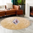 thumbnail image 2 of Ghouse Round Yellow Area Rug 3 feet, Thick and Fluffy Faux Sheepskin Machine Washable Circle Plush Carpet, Faux Sheepskin Rug for Living Room, Bedroom, Kids Room, 2 of 6