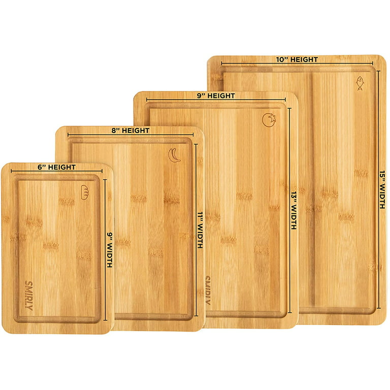Boelley Bamboo Cutting Board set of 4 with 6 Utensils and 1 canvas