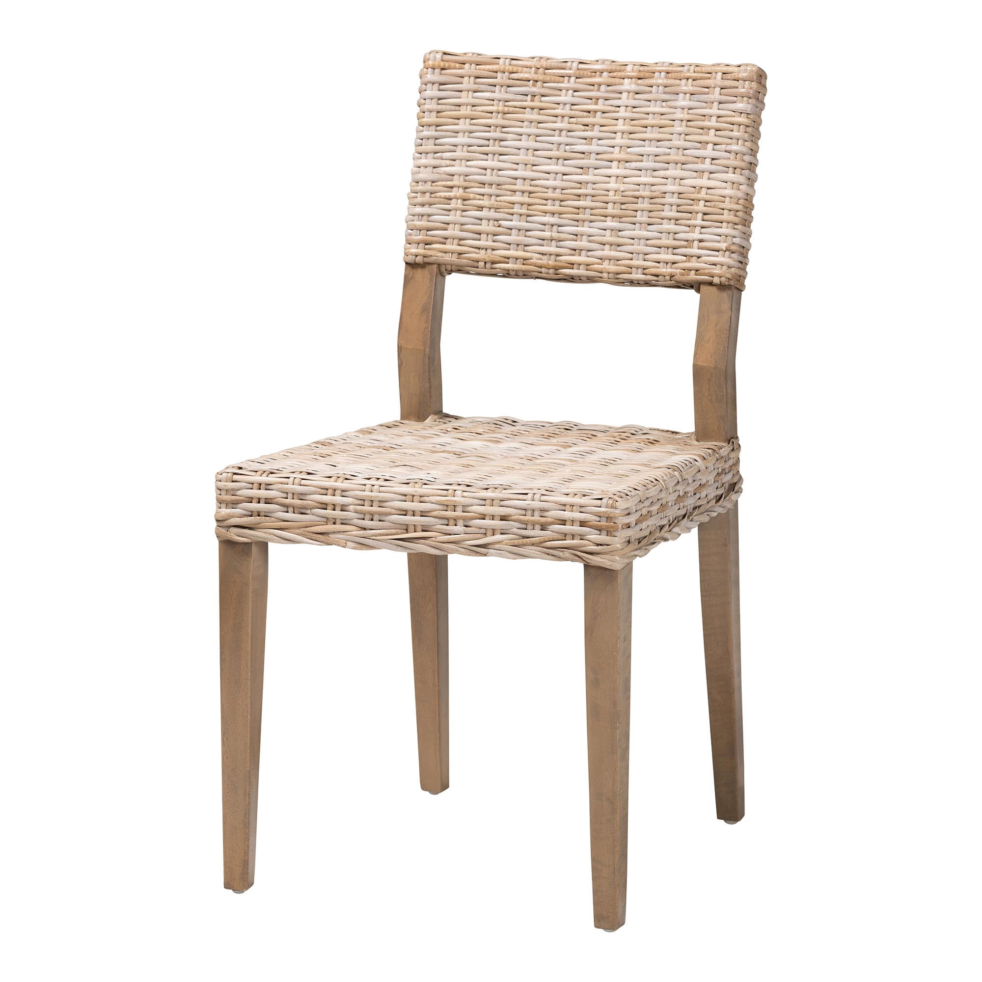 bali & pari Barossa Boho Dining Chair, Handwoven Natural Kubu Rattan, Grey