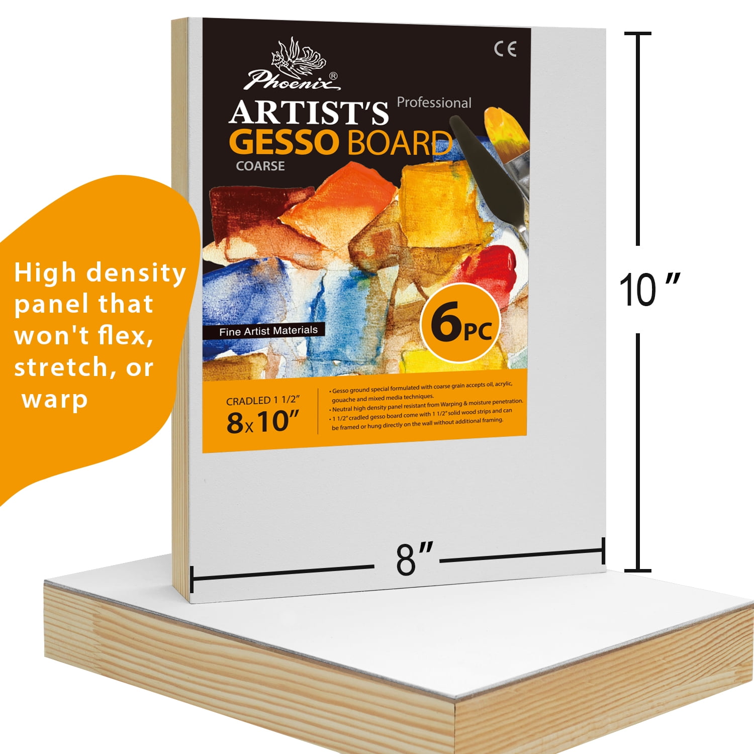 PHOENIX Gesso Boards for Painting 16x20 inch, 2 Pack Cradled Wood