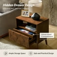 thumbnail image 2 of Wood End Table 2 Pieces with Drawer Open Shelf Charging Station Modern Table Living Room Walnut, 2 of 7