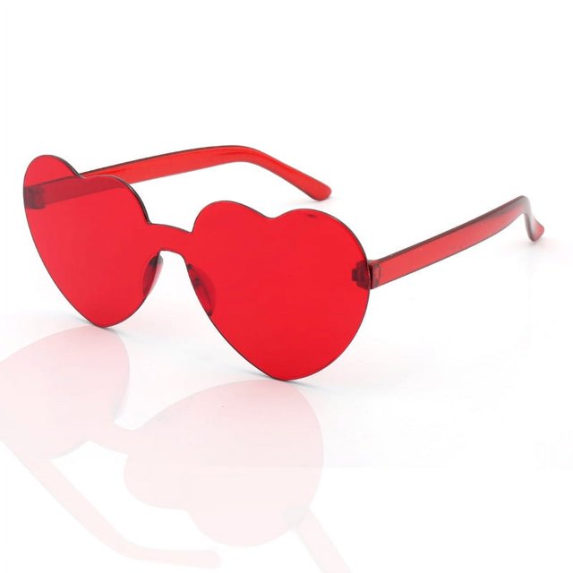 Gafas de sol Trend Heart Love, gafas sin montura para hombres y mujeres, gafas de sol deslumbrantes de color gelatina
