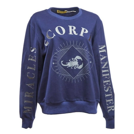 Scorpio Women's 100% Premium Cotton Indigo Crewneck Pullover Sweatshirt - Size M - Miracles Manifester