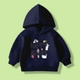 thumbnail image 2 of Likimi Toddler Kids Boys Sweatshirt Long Sleeve Letter Print Hooded Breathable Casual Loose Spring Fall Tops Size 5-6 Years Navy, 2 of 9