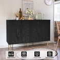 thumbnail image 3 of CBJCBJ 47.24"W Modern 4-Door Credenza with 3D Floral Doors & Shelves, Storage Sideboard for Dining Room, Kitchen  Black, 3 of 10