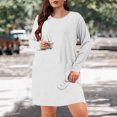 thumbnail image 7 of Pajamas Nightdress for Women Plus Size Pullover Nightgown Fashion Long Sleeve Sleepwear Dress, 7 of 7