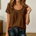 thumbnail image 2 of Ulitacool Women'S T Shirts Short Sleeve Round Neck Solid Color Tops Fashion Clothes L Brown, 2 of 4