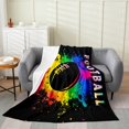 thumbnail image 1 of Erosebridal Modern Rugby Sherpa Blanket, Football Player Fuzzy Blanket Throw, Ball Sports Decor, 1 of 7