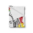 thumbnail image 2 of Rasta Soft Flannel Fleece Throw Blanket, Grunge Ethiopian Flag Colors with a Black and White Sketchy Girl Image, Cozy Plush for Indoor and Outdoor Use, 60" x 80", Red Marigold and Green, by Ambesonne, 2 of 5