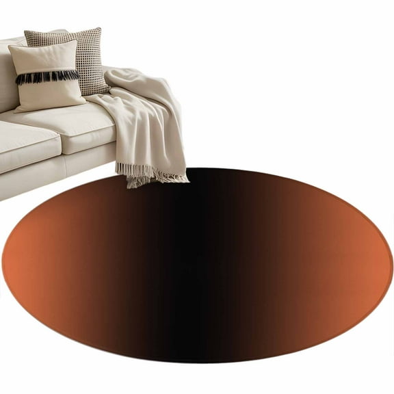Orange Black Ombre Round Area Rug 3 FT, Small Kitchen Bathroom Mat, Modern Gradient Abstract Art Washable Indoor Outdoor Throw Runner Carpet Non-Shedding Doormat for Table Shower Sofa Entryway