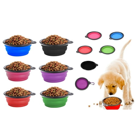 - Pop-up Dog Bowl & Pet Bowl (L) Collapsible Travel Silicone Camping Crate Dish Bowl by KIQ (2 Cup Set) Blue/Red