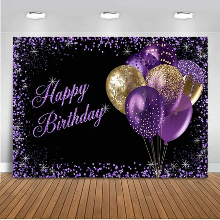 Image of Purple Birthday Backdrop - Glitter Dots Adult Women s Party Decorations - 83 x 59 - Perfect for Newborn Women Lady Mom Birthday Party Decorations - Photography Backdrop Wall Decors - Eco-Friendly Vin