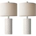 thumbnail image 2 of 23" Modern Ceramic Table Lamp Set of 2, Table Lamps for Living Room, Rustic Farmhouse Bedside Lamps Nightstand lamp for Bedroom, White Desk Lamp for End Table Home Decor Beige, 2 of 9