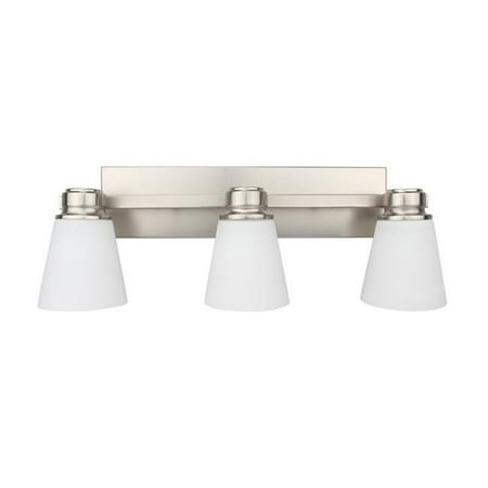 

Yosemite Home Decor 130006312 Jordan 3-Light Vanity Light with Frosted White Glass Shades Satin Nickel Finish
