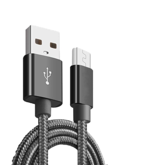 Methold Cable de datos tejido de nailon de 1 metro de repuesto para teléfono móvil Android Cable de línea de datos Cable de repuesto Teléfono y Comunicación Negro 1M