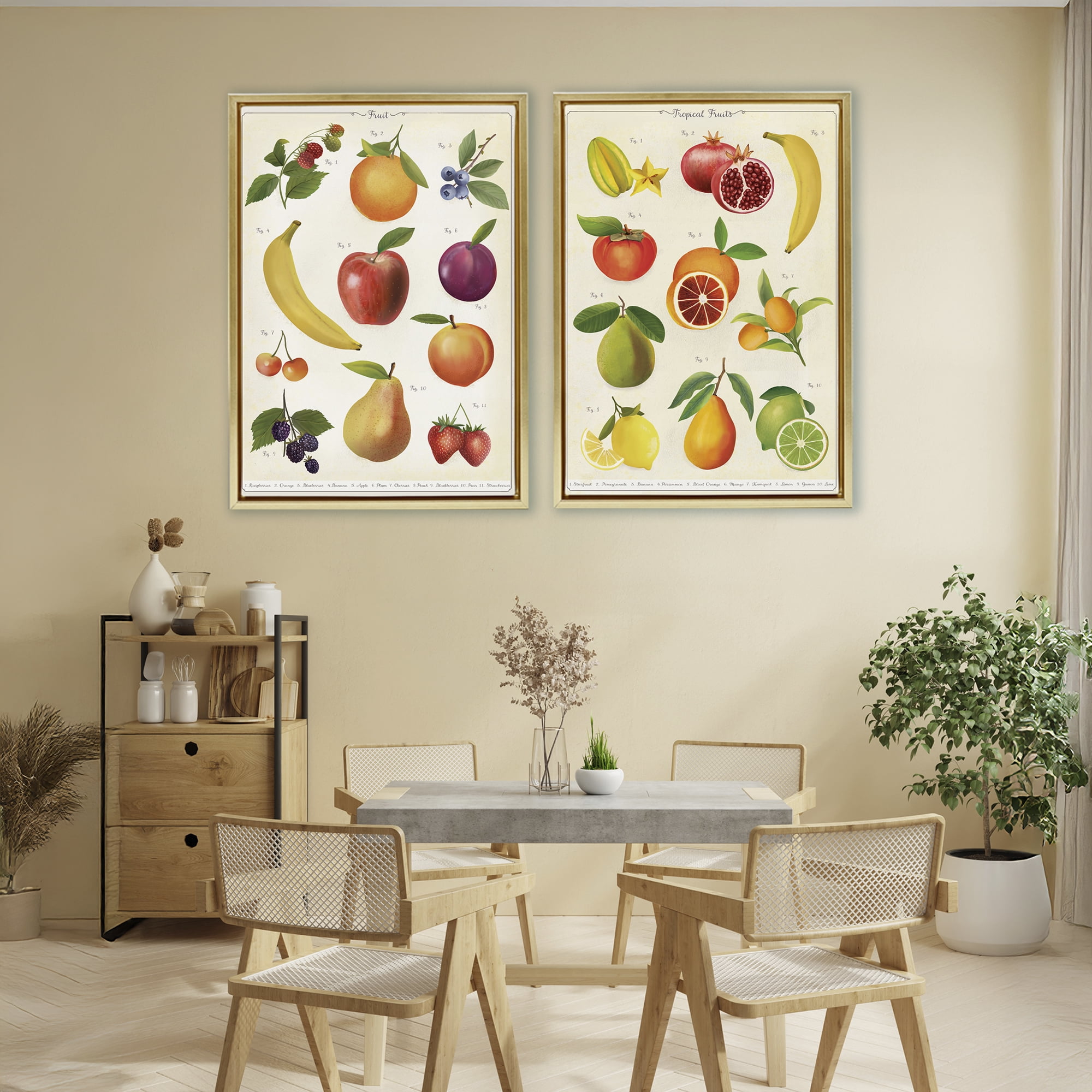 Stupell Industries Kitchen Studies Fruit 2 Piece Gold Framed Floater Canvas Set, design by Diane Neukirch