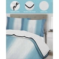 thumbnail image 4 of Quilts Twin Size Bedding Set, Aqua Blue Striped Lightweight Quilted Comforter, Blue White Ombre Farmhouse Gradient Soft Reversible Bedspread Coverlet with Pillow Covers for All Season, 68" x 86", 4 of 7