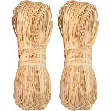WOVTE Raffia Ribbon 100g,Natural Raffia Grass Ribbons for Florist Bouquets Decoration,Gift Wrapping,Gift Box Filler,Craft DIY (2x50g)