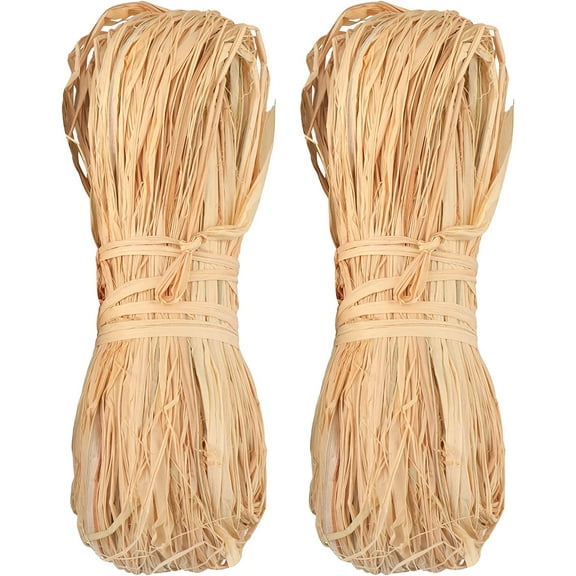 WOVTE Raffia Ribbon 100g,Natural Raffia Grass Ribbons for Florist Bouquets Decoration,Gift Wrapping,Gift Box Filler,Craft DIY (2x50g)