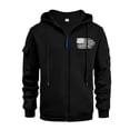 thumbnail image 2 of Men's Flag Print Zip Up Hoodie with Arm Pocket, Casual Cardigan Style Sweatshirt, Large Size Fleece Jacket for Patriotic Events, Christmas, Outdoor Activities,Multicolor,M, 2 of 5