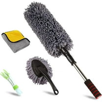 Car Duster with Plastic Handle and Wax Treated Cotton Mop Removes Auto Dust Scratch Free