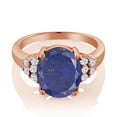 thumbnail image 2 of Gem Stone King 4.30 Ct Oval Blue Lapis 18K Rose Gold Plated Silver Ring (Size 8), 2 of 4