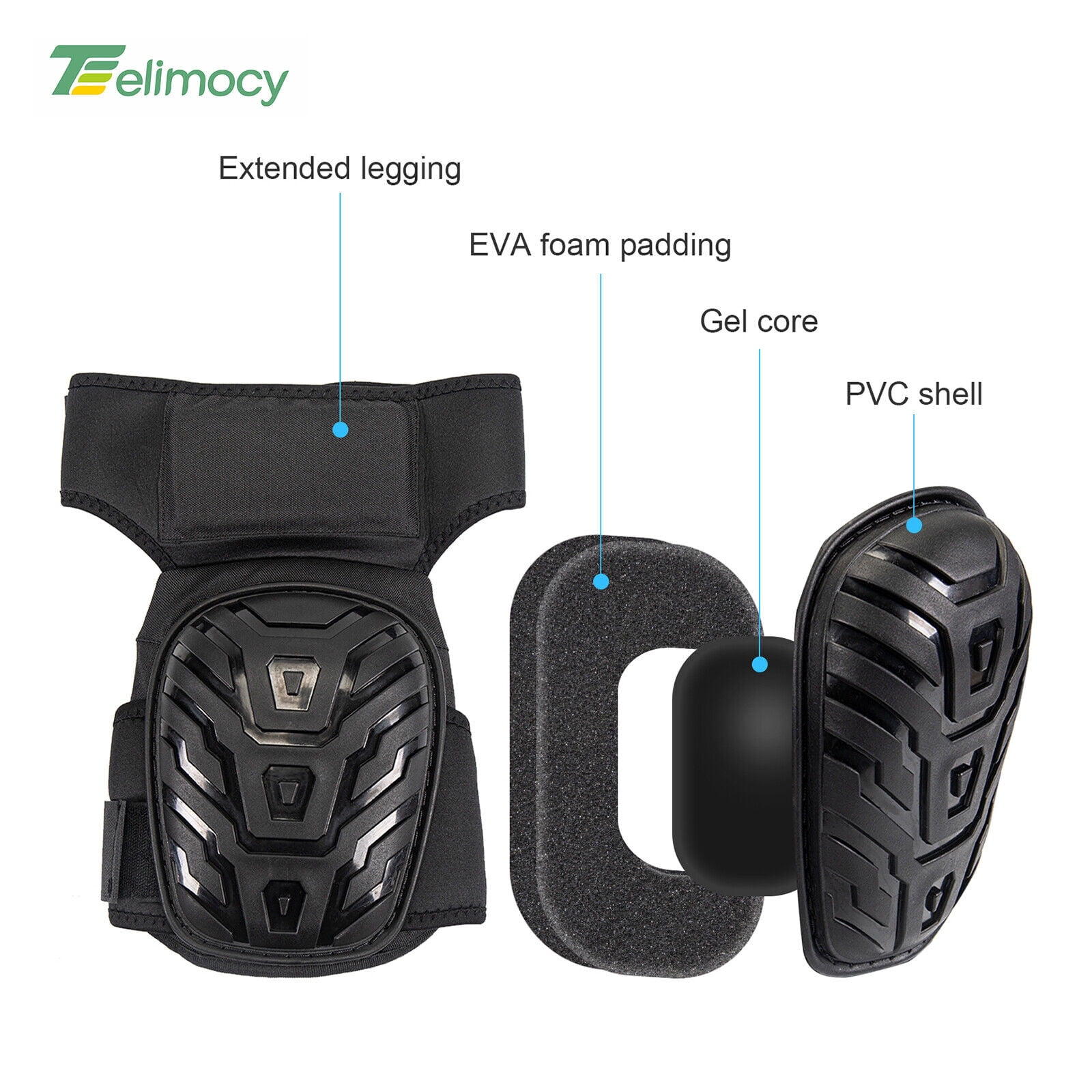 Heavy Duty Gel-Foam Knee Pads Professional Leg Protector for Work Construction Gardening Safe Extended