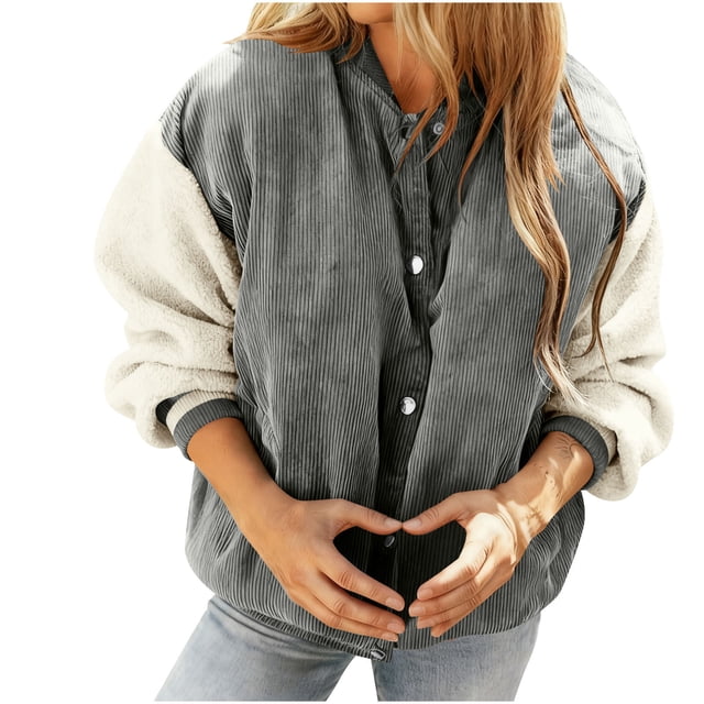 Hvobtty Vestes à Capuche en Molleton à Manches Longues pour Femmes, Manteau Décontracté Ample à Col Rond en Flanelle