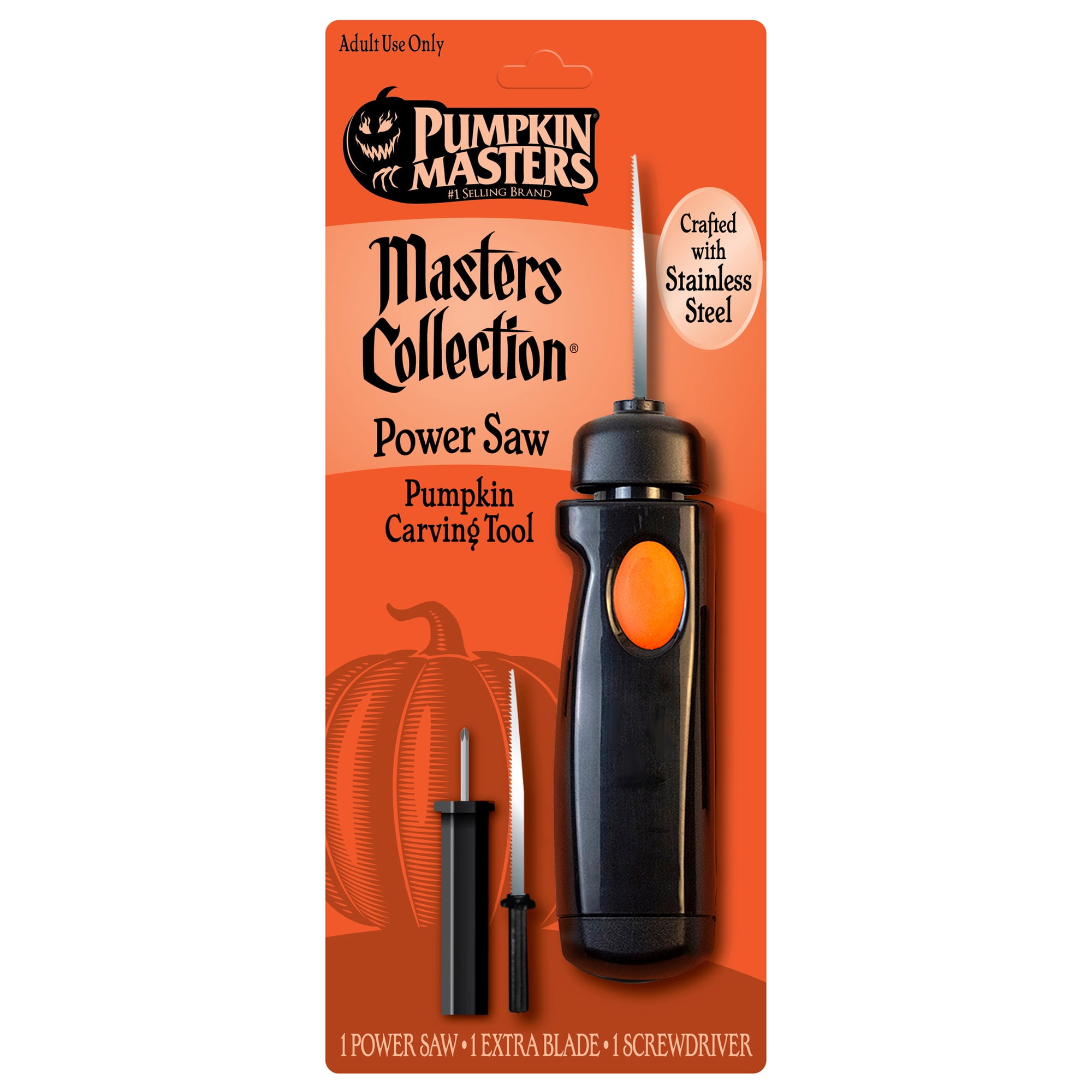 Pumpkin Masters - Masters Collection Power Saw, Easy-Grip Design and Interchangeable Stainless Steel Blades, Halloween Carving Tool