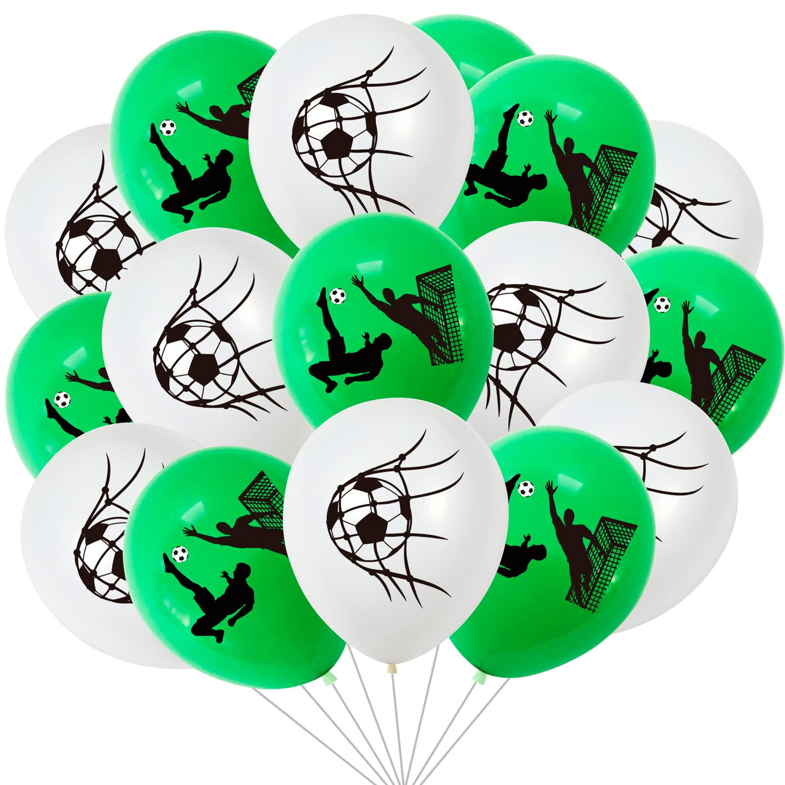 Football Latex Balloons, 12 Inch Green Black White Soccer Ball Helium