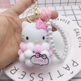 thumbnail image 1 of Llavero Kawaii Sanrios Hellokittys de dibujos animados, Bola de flores portátil de Anime, colgante de perlas, adorno de coche, regalo de cumpleaños para niñas YAOSANBAO BAO unisex, 1 of 2