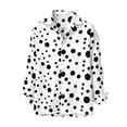 thumbnail image 5 of UTSJKR Men's Roll-Up Cuff Polka Dot Long Sleeve Button-Down Shirt, Slim Fit Casual Top, Daily Dating Street Outdoor Trendy Leisure Wear White L, 5 of 5