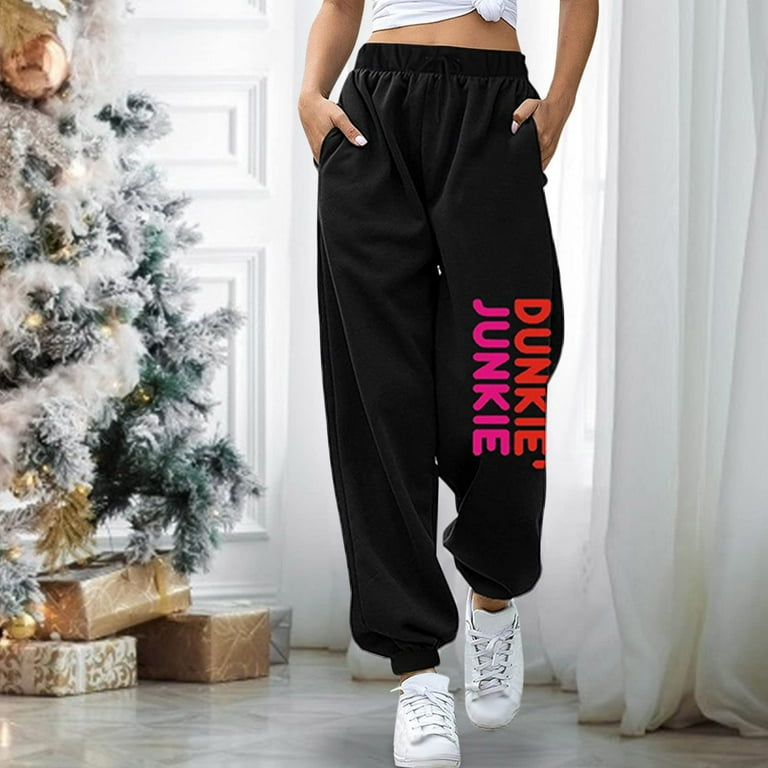 Zodggu Solid Color Loose Fit Soft Comfy Stretchy Drawstring Pants Winter  Warm Thick Sweatpants for Women Jogger Pants Sweatpants Fleece Lined  Thermal