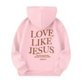 thumbnail image 4 of Grblisyd Christian Hoodie for Girls Long Sleeve Jesus Loves You Casual Sweatshirts Drawstring Pullover Cute Girls Hoodies Kids 10-12 Pink 120, 4 of 4