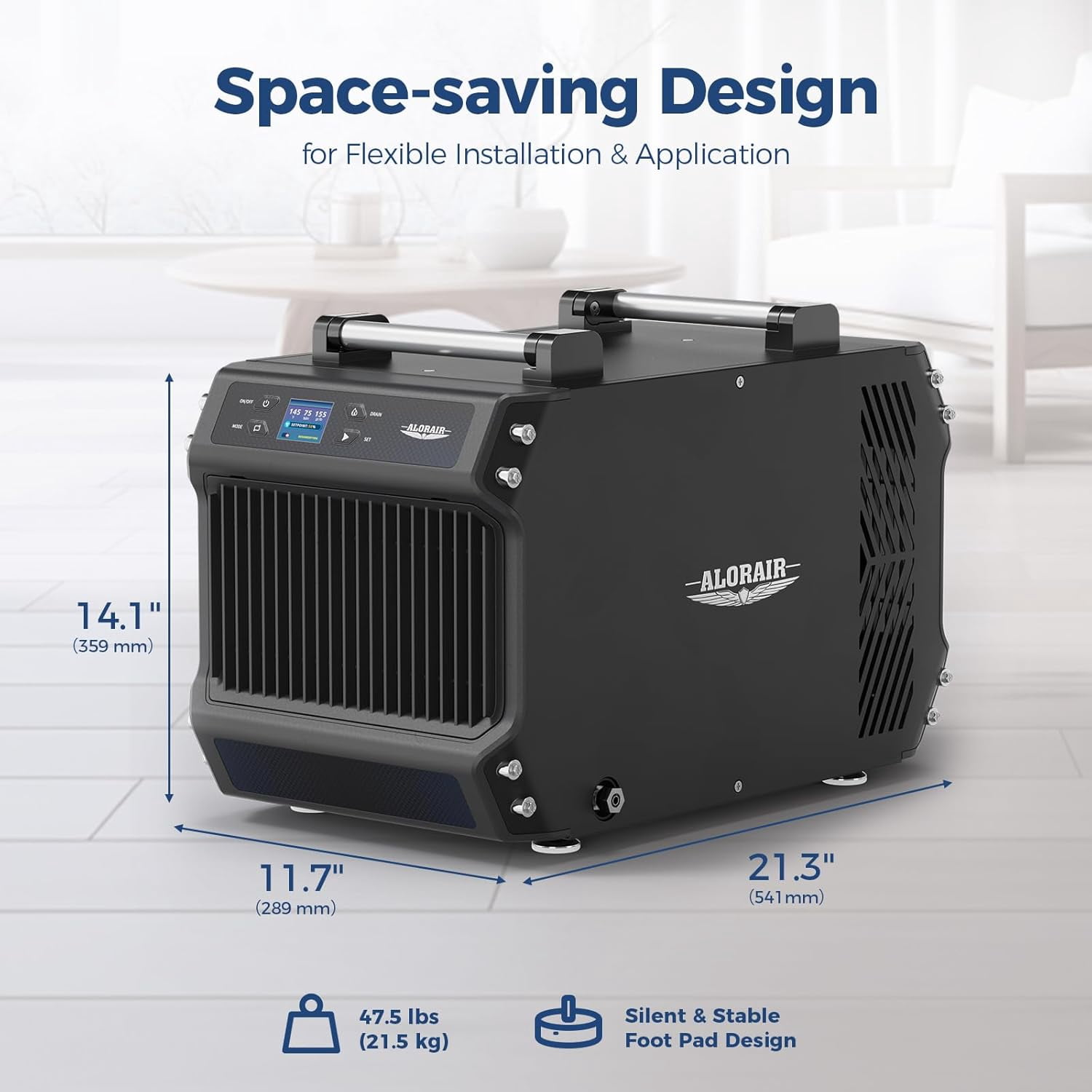 ALORAIR 145 Pint Crawl Spaces Dehumidifier with Pump and Drain Hose,  Auto Defrost for Crawlspaces, Commercial, Basements, and Large Rooms up to 1800 Sq.Ft