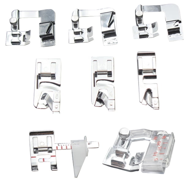 Juego de pies de prensatelas de 8 piezas, Kit de pie para máquina de coser, guía ajustable, carpeta de sesgo, pie de presión de dobladillo enrollado kenally HA2008-00B