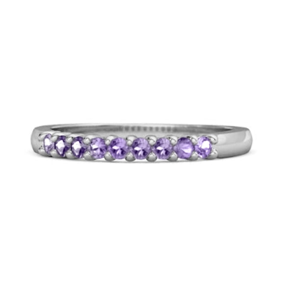 Mooneye Half Eternity 0.18Cts Amethyst 925 Sterling Silver Stacking Women Valentines Day Gifts Ring